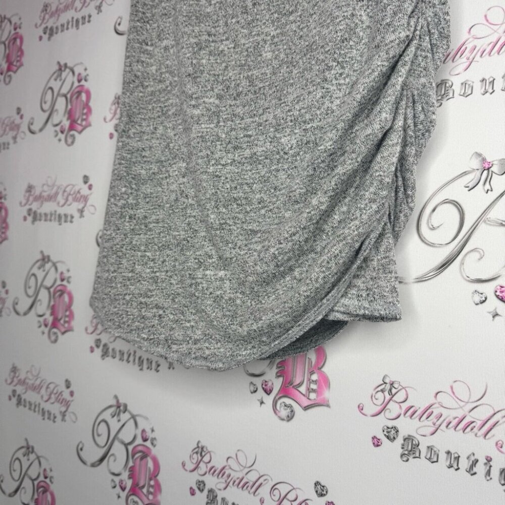 Aritzia Wilfred free Ruched Skirt soft stretchy grey white heathered - Picture 7 of 7